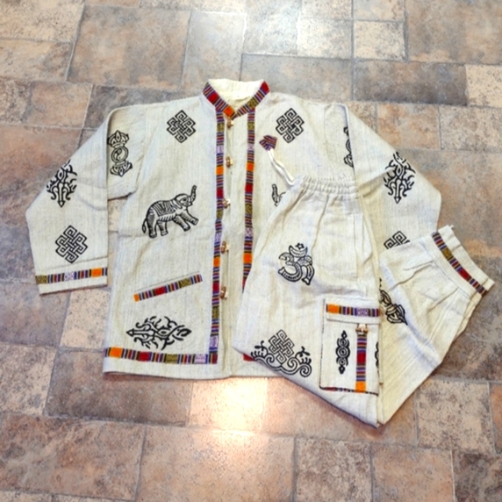Ethnic 2 piece set jacket and pants size medium
